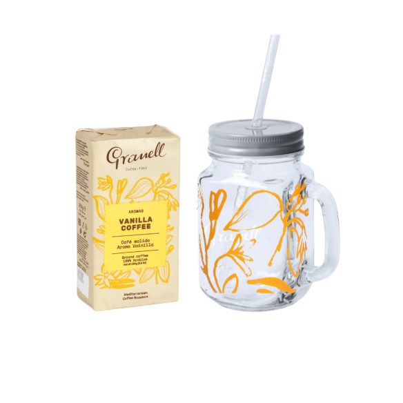 Jar with Straw & Coconut Coffee.
