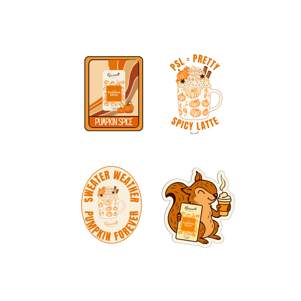 Die-Cut Sticker Set – Pumpkin Spice...